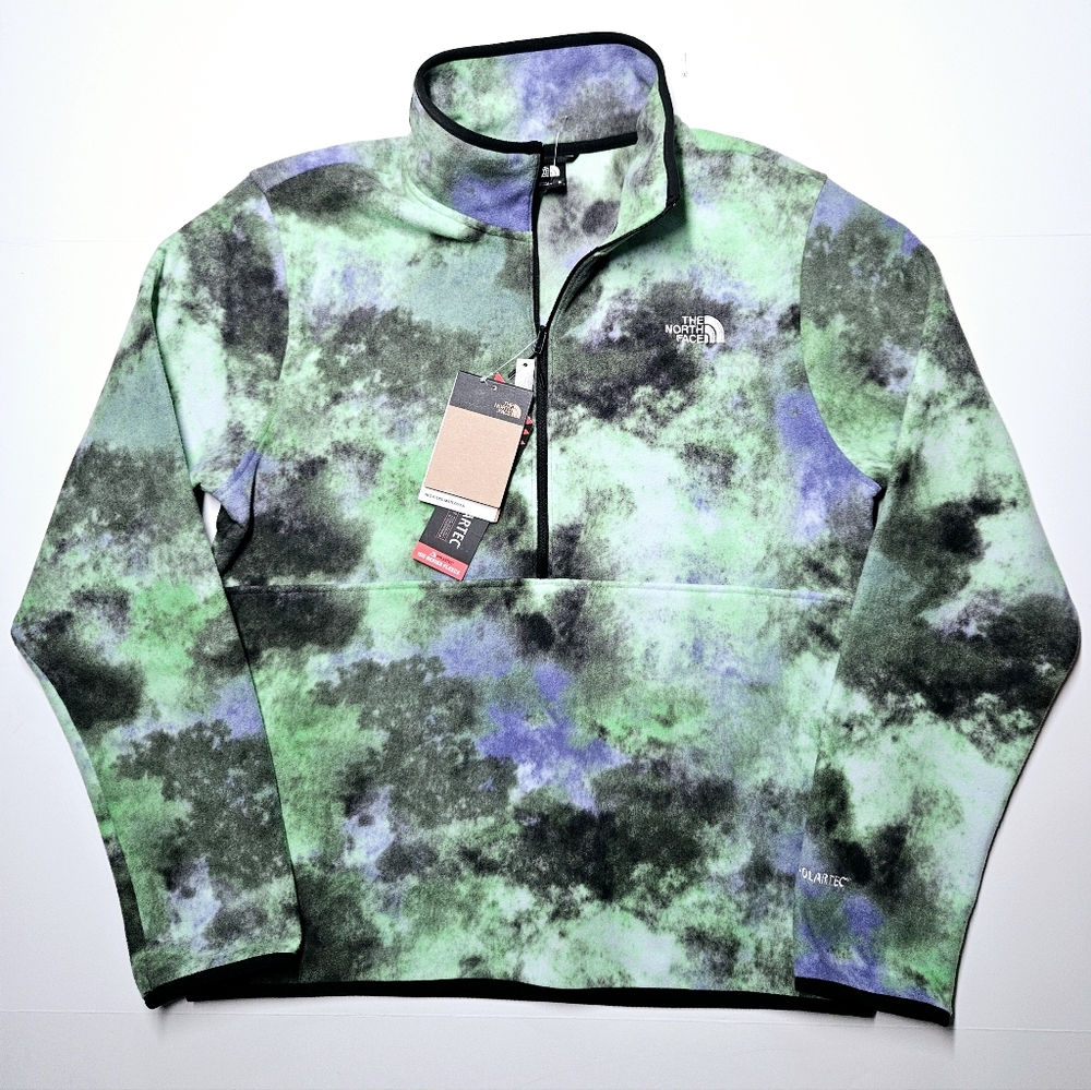 The North Face Men Alpine 100 1/2 zip Sweater Jacket green blue